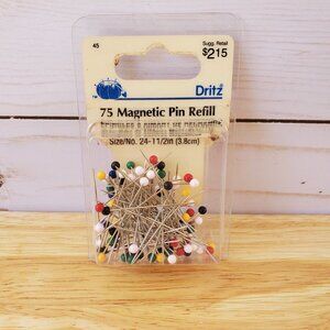 Dritz 75 Magnetic Pin Refill Plastic Head & Nickel Plated Steel Size 24-1/2 In